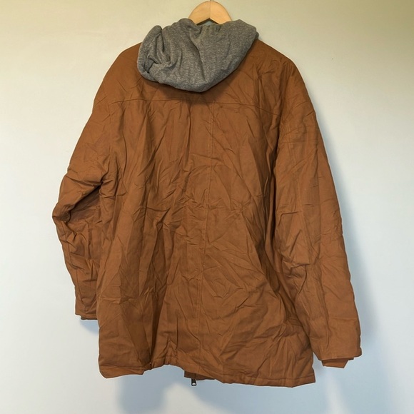 NWOT Wrangler Brown and Gray Canvas Jacket with hood - Picture 7 of 7